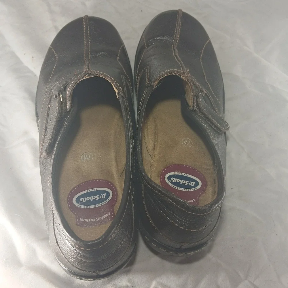 Dr Scholls Emily Brown Leather Slip On Loafer Shoes Women‎ Size 7W